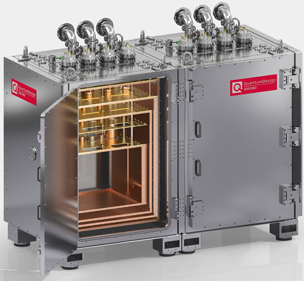 Figure 2: Two connected ProteoxQX units, each with 4-Secondary-Insert configuration (rendered model showing interior detail)