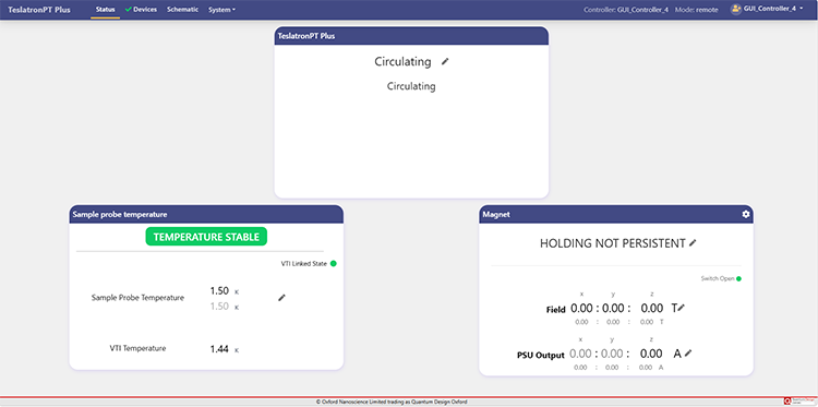 Fig. 1: The Status tab displays the current system status